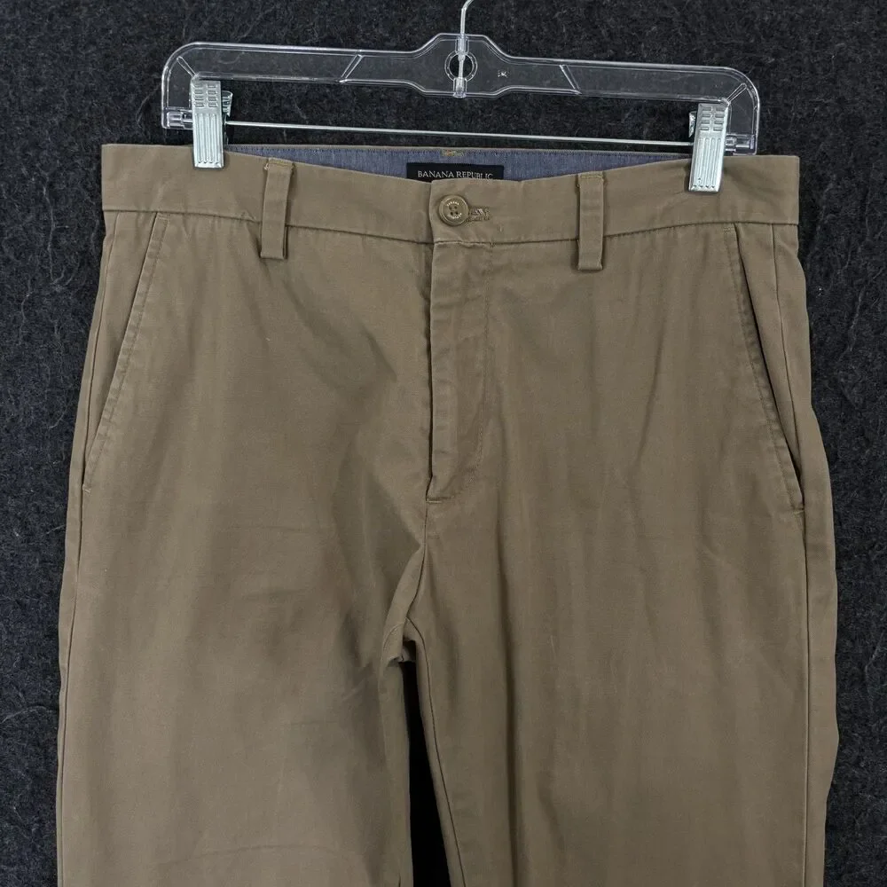 Banana Republic Emerson Chino Pants Men's 31x31 Khaki 100% Cotton Straight Leg